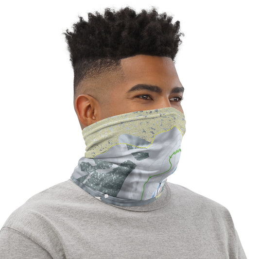 Caberfae Peaks, Michigan Ski Trail Map Printed Neck Gaiter - Powderaddicts