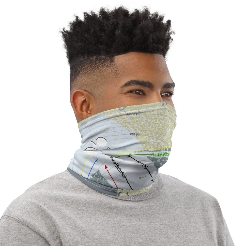 Mulligans Hollow, Michigan Ski Trail Map Printed Neck Gaiter - Powderaddicts