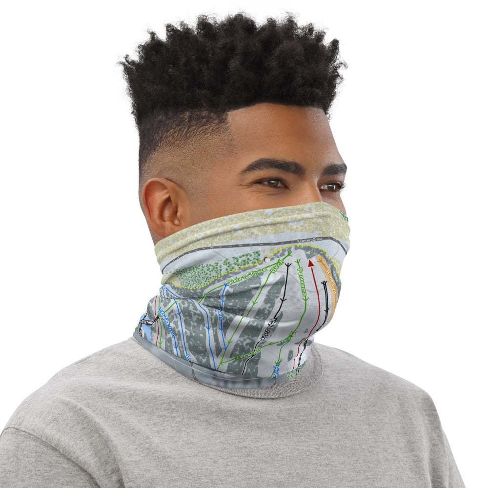 Pine Mountain, Michigan Ski Trail Map Printed Neck Gaiter - Powderaddicts
