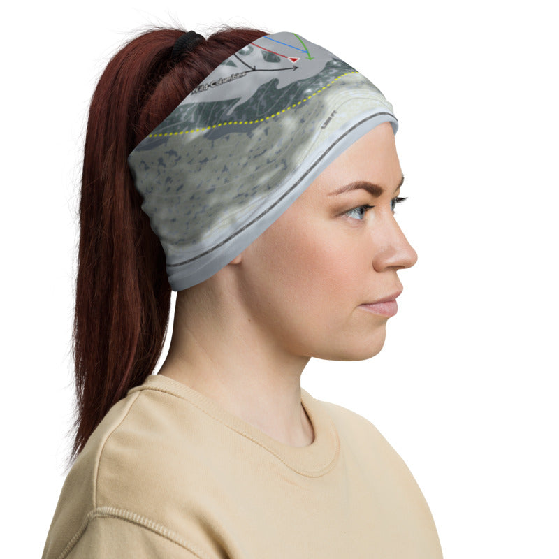 Frost Fire, North Dakota Ski Trail Map Printed Neck Gaiter - Powderaddicts