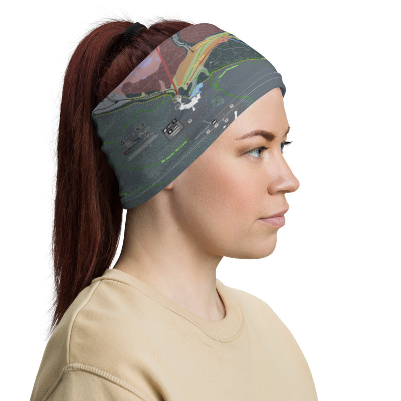 Alyeska, Alaska Ski Trail Map Printed Neck Gaiter - Powderaddicts