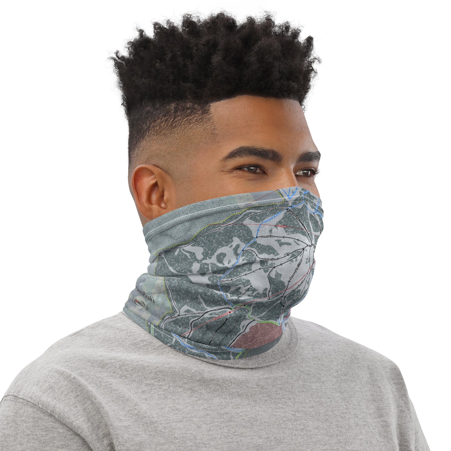 SUN PEAKS , BRITISH COLUMBIA SKI TRAIL MAP Neck Gaiter