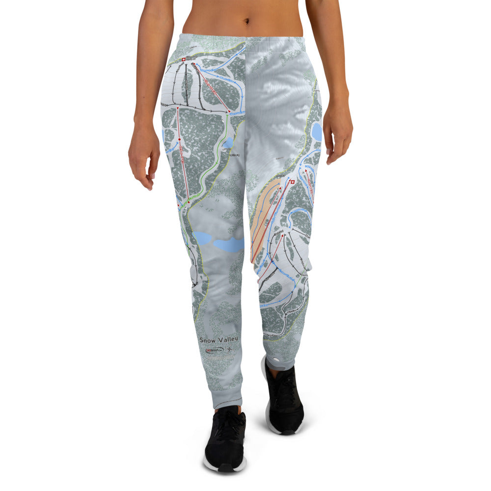 Snow Valley, California Ski Trail Map Women's Mid-Layer - Powderaddicts