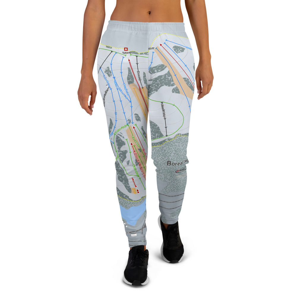 Boreal Mountain, California Ski Trail Map Women's Mid-Layer - Powderaddicts