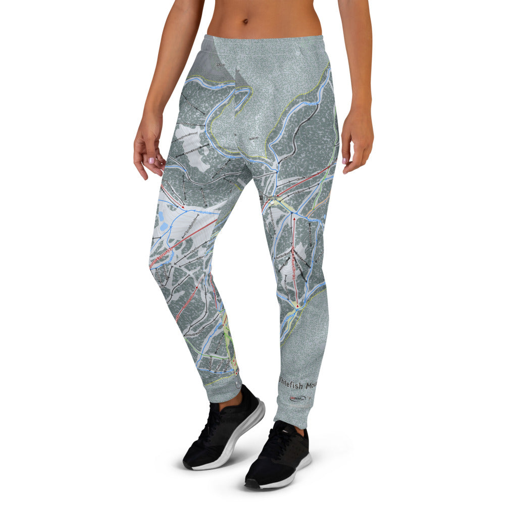 Whitefish, Montana Ski Trail Map Women&#39;s Mid-Layer - Powderaddicts