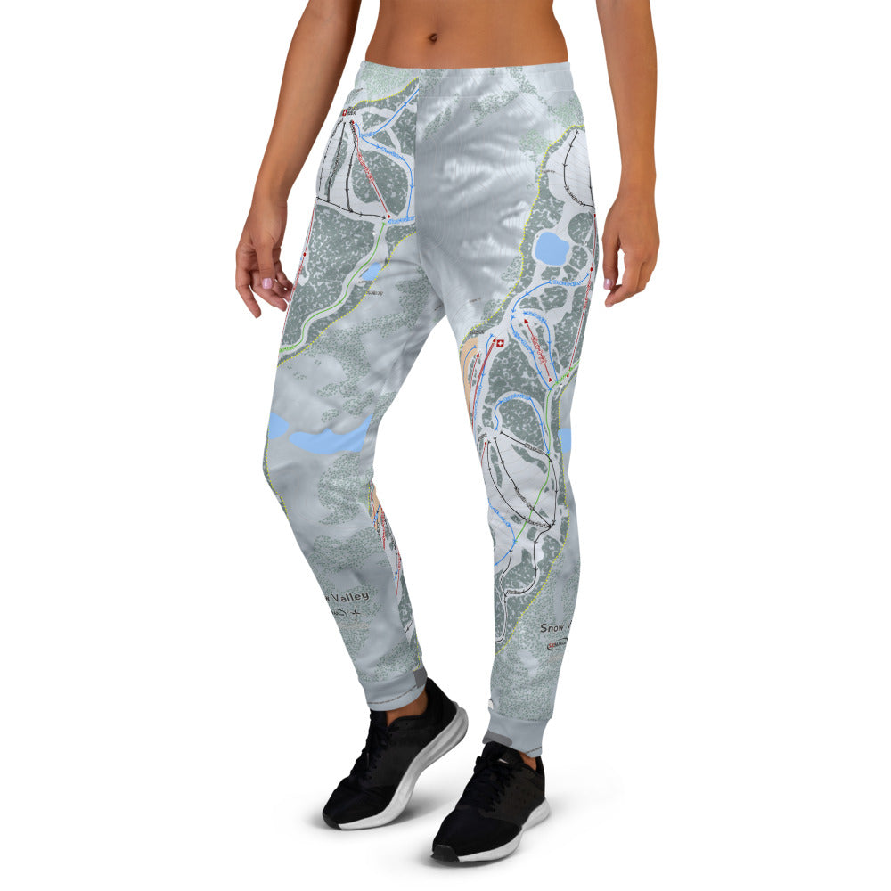 Snow Valley, California Ski Trail Map Women's Mid-Layer - Powderaddicts