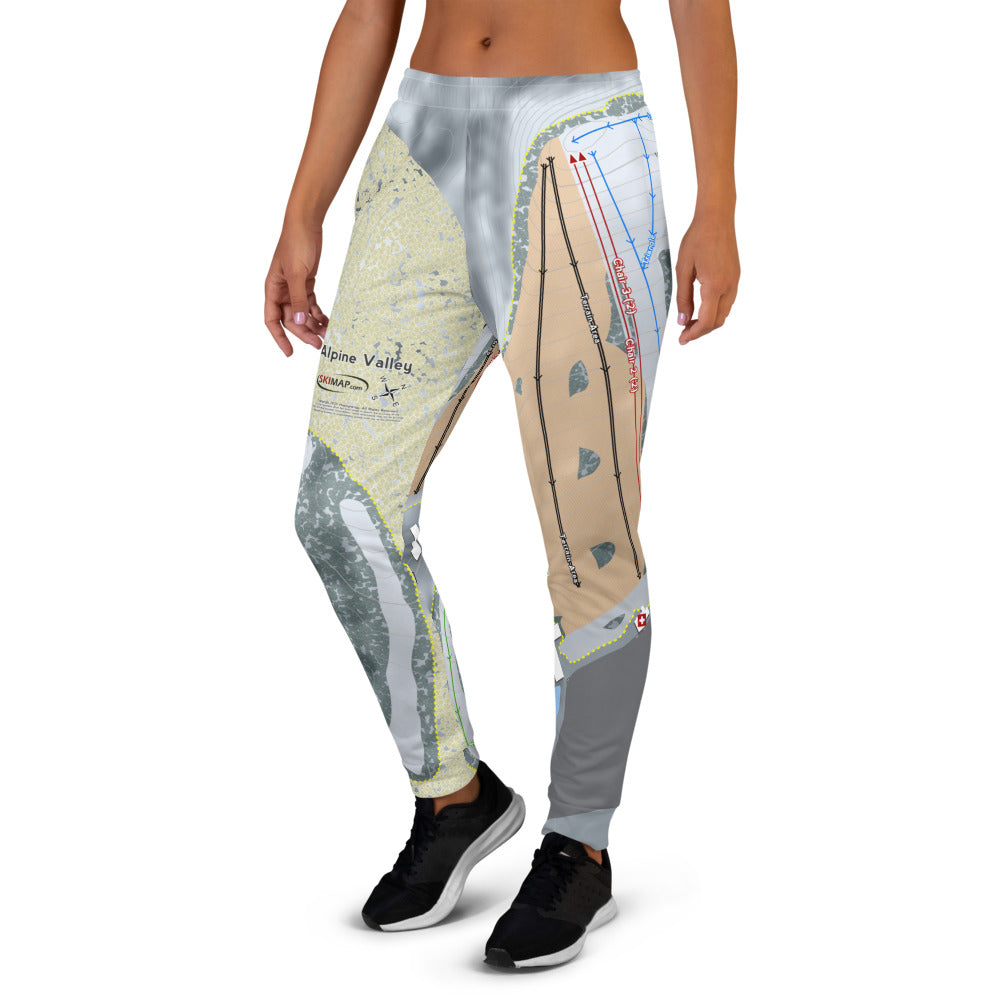 Alpine Valley, Michigan Ski Trail Map Women's Mid-Layer - Powderaddicts