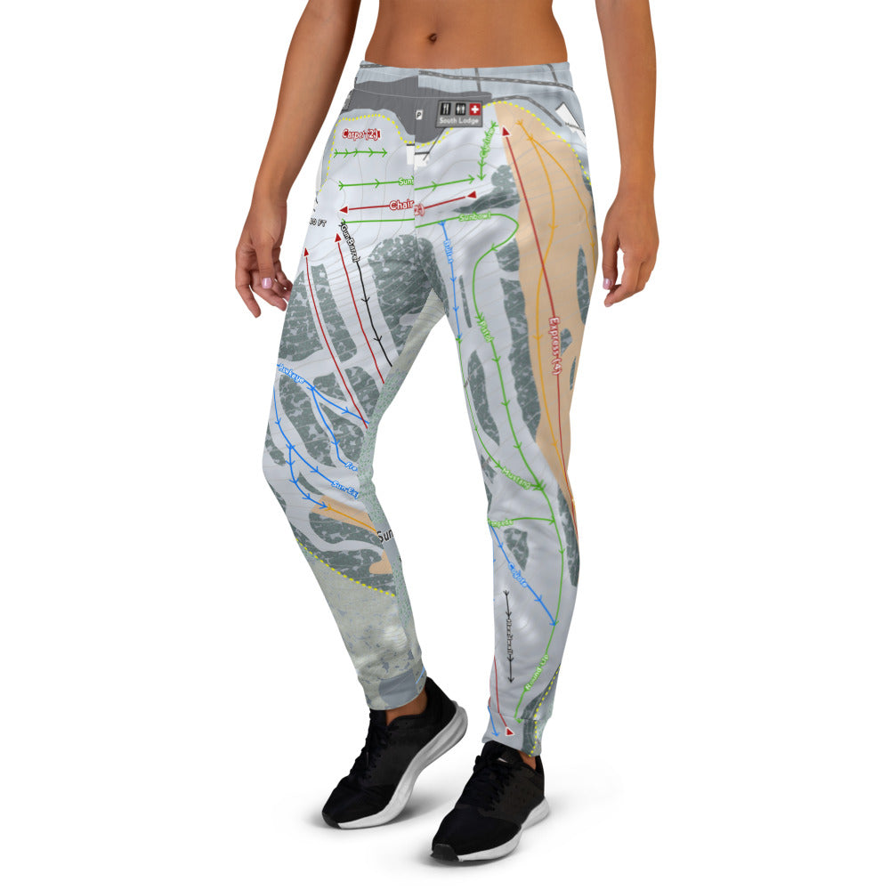 Sundown Mountain, Iowa Ski Trail Map Women's Mid-Layer - Powderaddicts