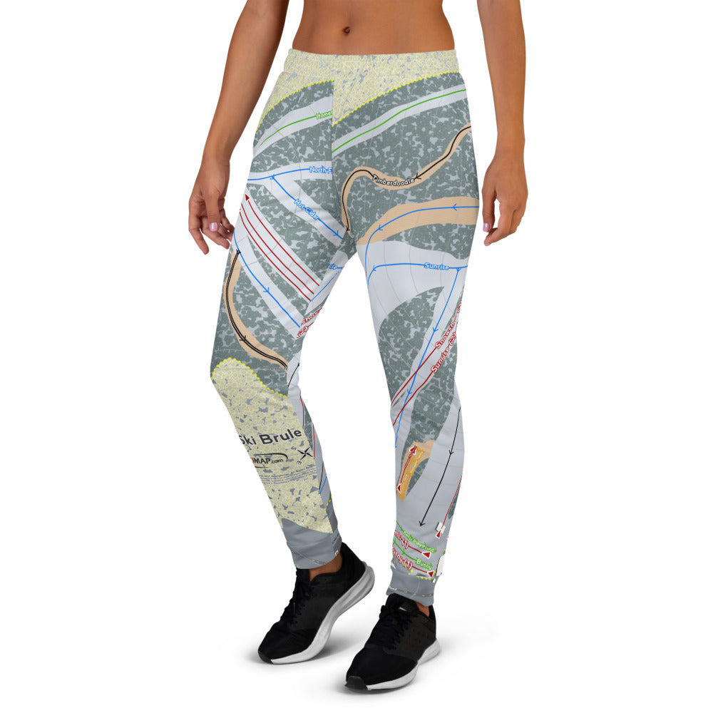 Ski Brule, Michigan Ski Trail Map Women's Mid-Layer - Powderaddicts