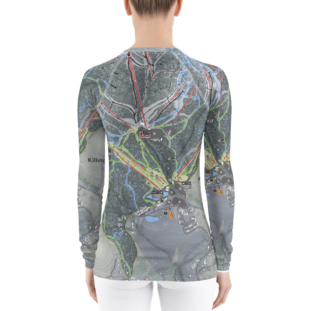 Killington, Vermont Ski Trail Map Women's Base Layer Top - Powderaddicts