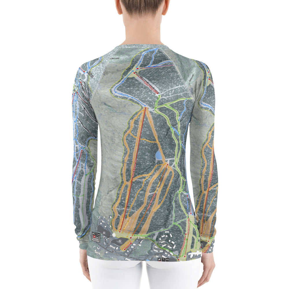 Mount Snow, Vermont Ski Trail Map Women&#39;s Base Layer Top - Powderaddicts