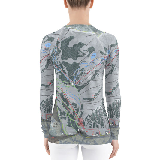 Alta, Utah Ski Trail Map Women's Base Layer Top - Powderaddicts