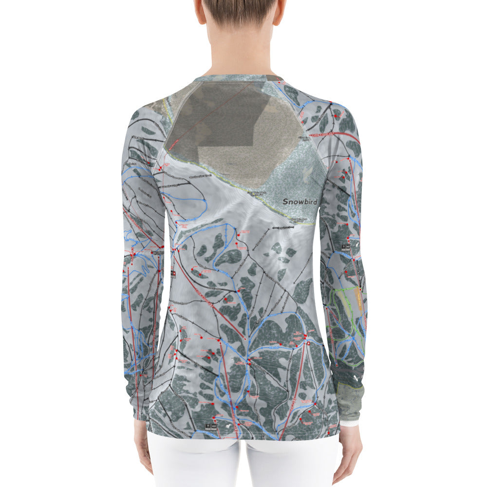 Snowbird, Utah Ski Trail Map Women&#39;s Base Layer Top - Powderaddicts
