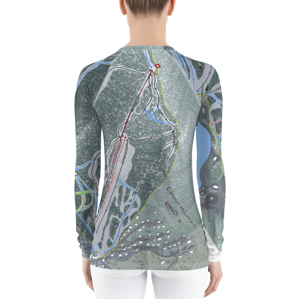 Cannon Mountain, New Hampshire Ski Trail Map Women's Base Layer Top - Powderaddicts