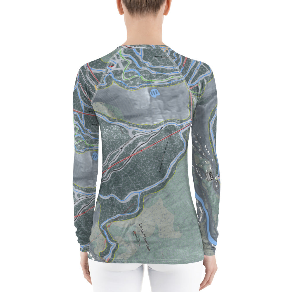 Loon Mountain, New Hampshire Ski Trail Map Women&#39;s Base Layer Top - Powderaddicts