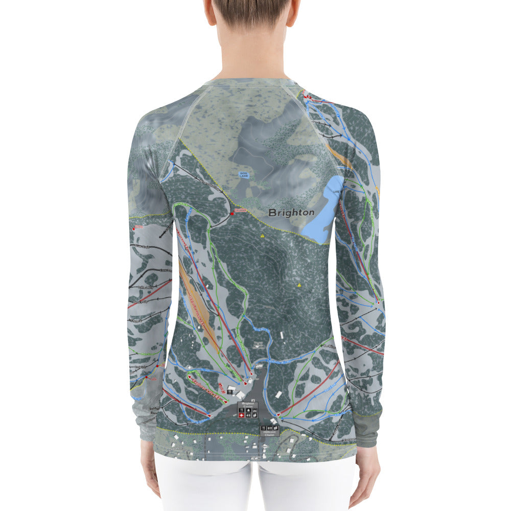 Brighton, Utah Ski Trail Map Women's Base Layer Top - Powderaddicts