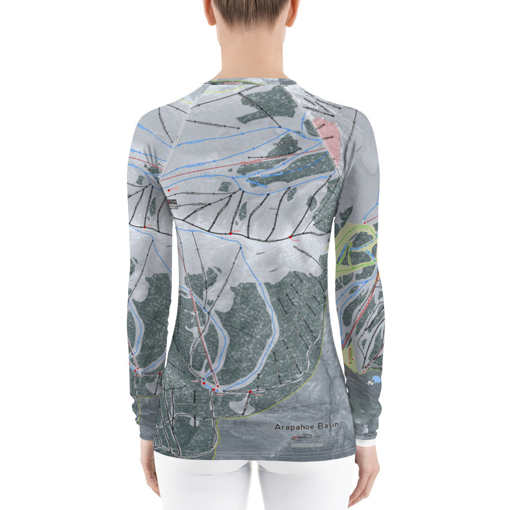 Arapahoe Basin, Colorado Ski Trail Map Women's Base Layer Top - Powderaddicts