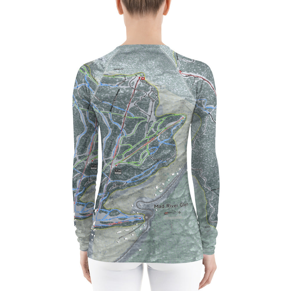 Mad River Glen, Vermont Ski Trail Map Women's Base Layer Top - Powderaddicts