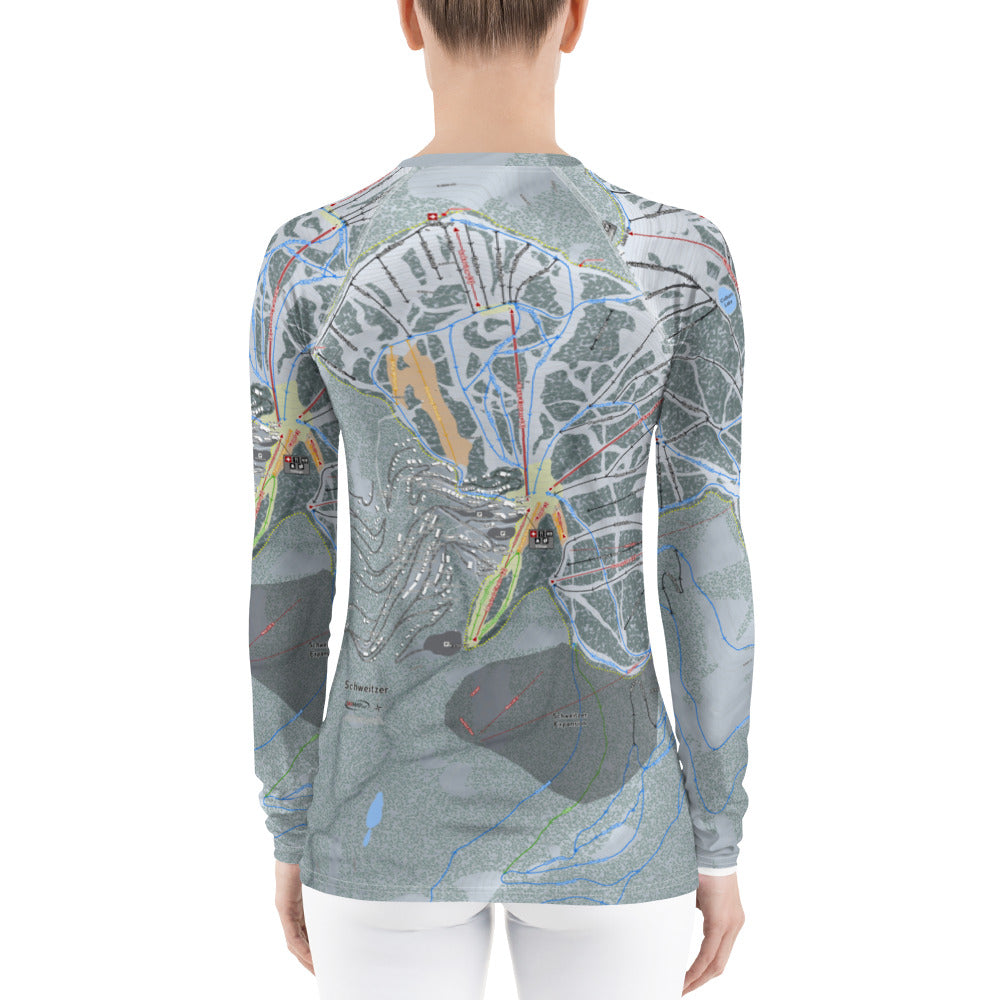 Schweitzer, Idaho Ski Trail Map Women&#39;s Base Layer Top - Powderaddicts