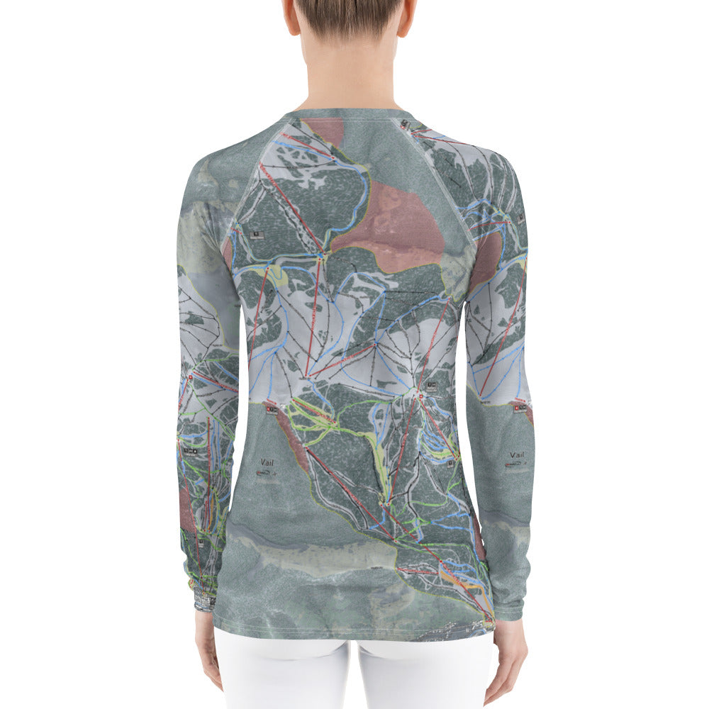 Vail, Colorado Ski Trail Map Women&#39;s Base Layer Top - Powderaddicts