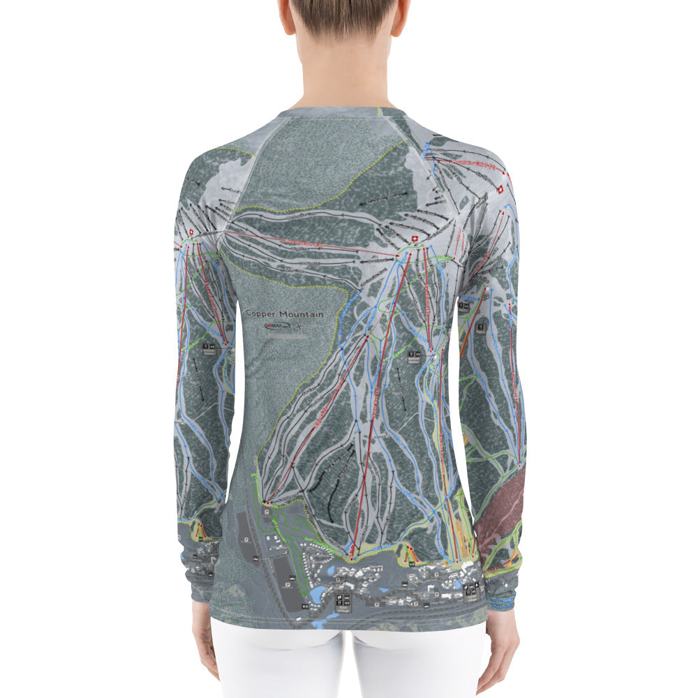 Copper Mountain, Colorado Ski Trail Map Women&#39;s Base Layer Top - Powderaddicts