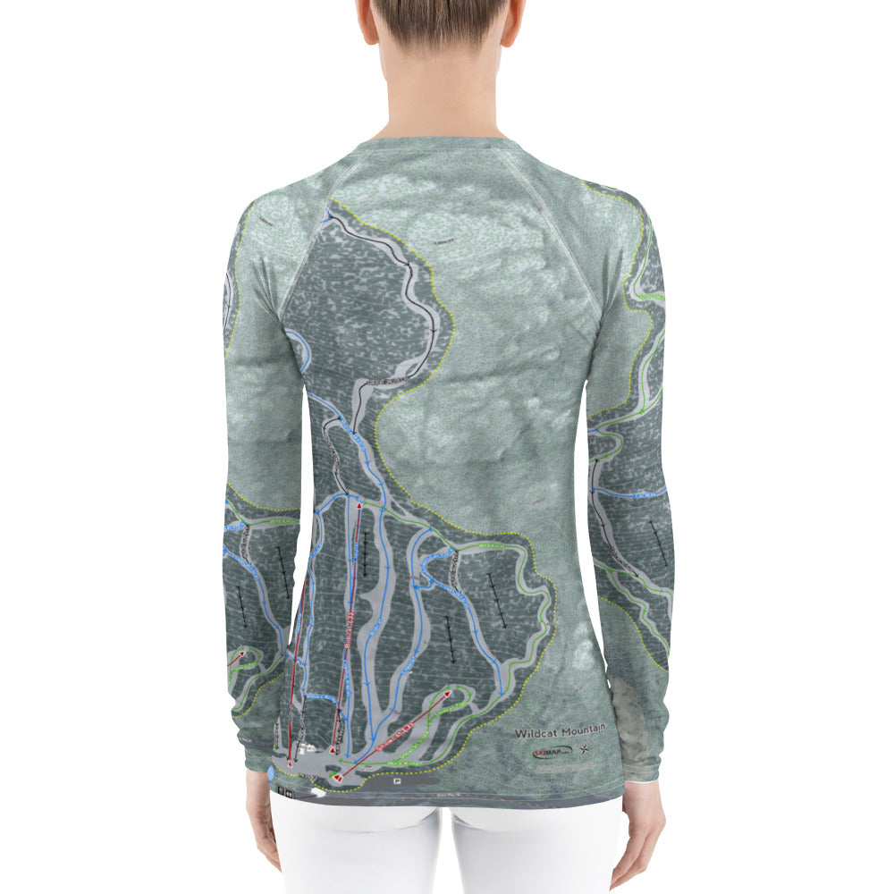 Wildcat Mountain, New Hampshire Ski Trail Map Women's Base Layer Top - Powderaddicts