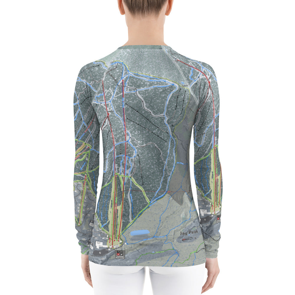Jay Peak, Vermont Ski Trail Map Women's Base Layer Top - Powderaddicts