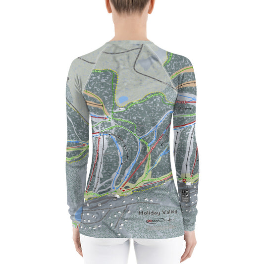 Holiday Valley, New York Ski Trail Map Women's Base Layer Top - Powderaddicts