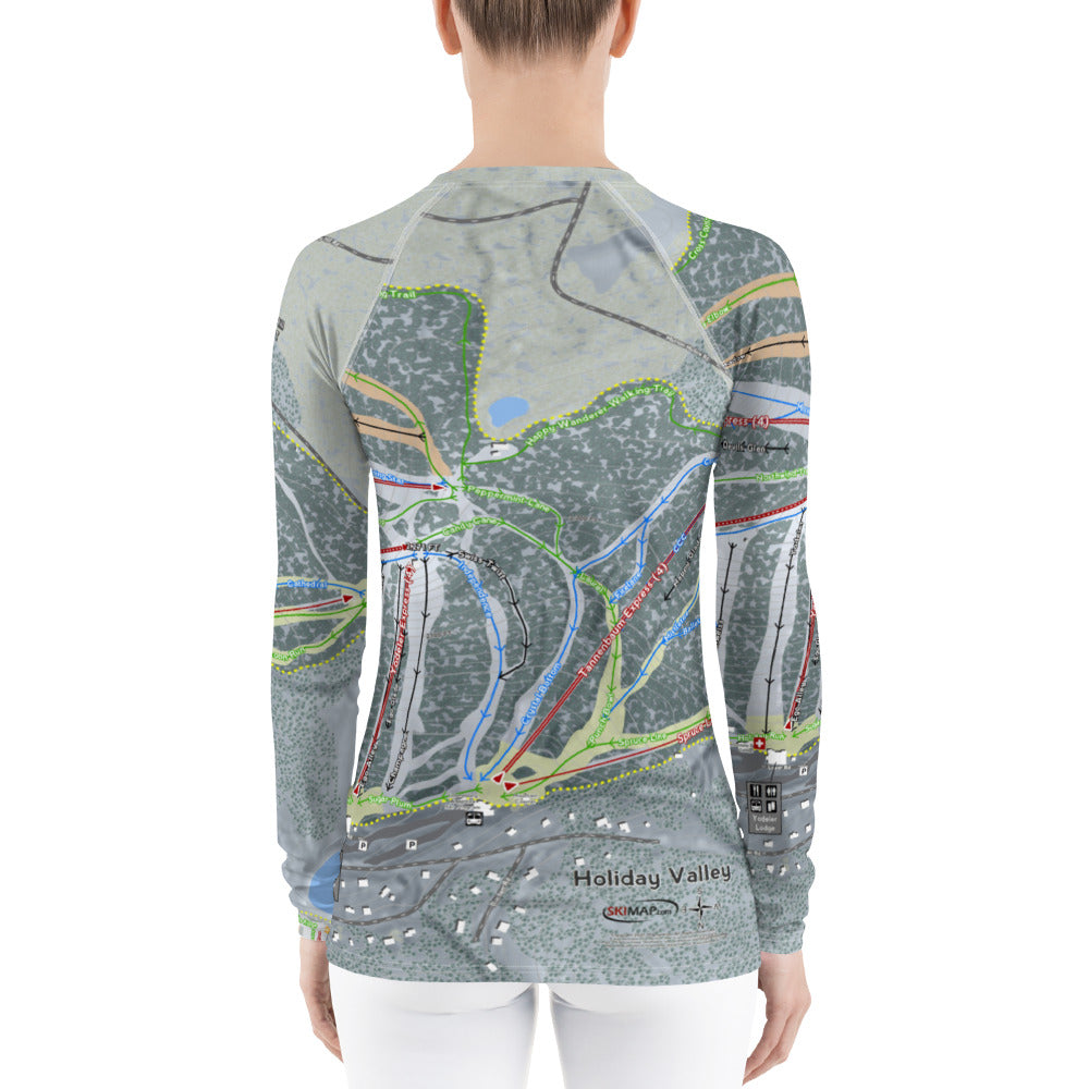Holiday Valley, New York Ski Trail Map Women&#39;s Base Layer Top - Powderaddicts