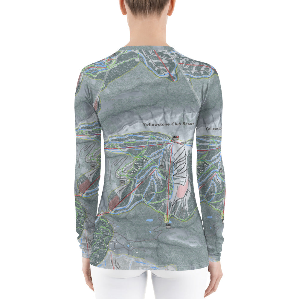 Yellowstone Club, Montana Ski Trail Map Women&#39;s Base Layer Top - Powderaddicts