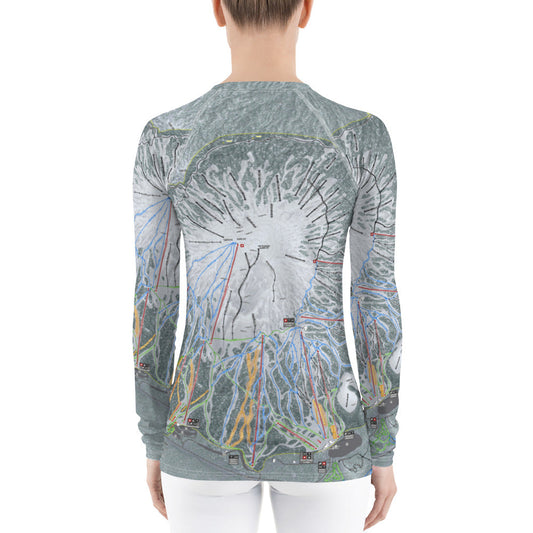 Mt Bachelor, Oregon Ski Trail Map Women's Base Layer Top - Powderaddicts