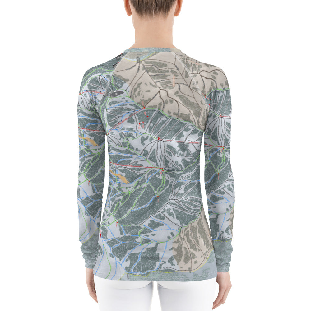 Powder Mountain, Utah Ski Trail Map Women's Base Layer Top - Powderaddicts