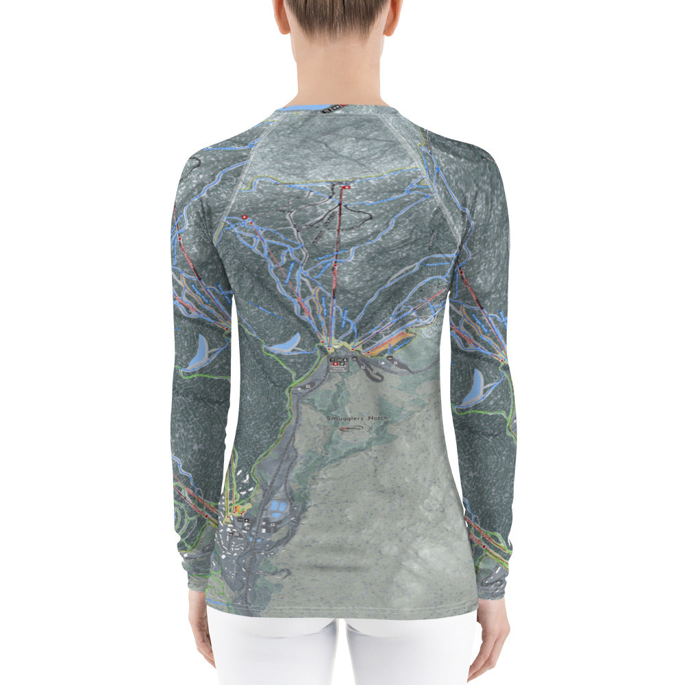 Smuggler's Notch, Vermont Ski Trail Map Women's Base Layer Top - Powderaddicts