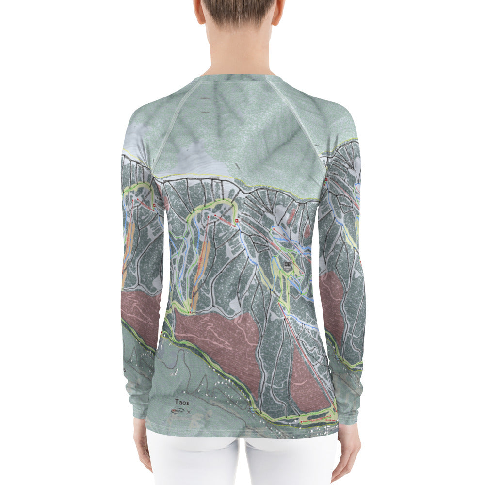 Taos, New Mexico Ski Trail Map Women&#39;s Base Layer Top - Powderaddicts