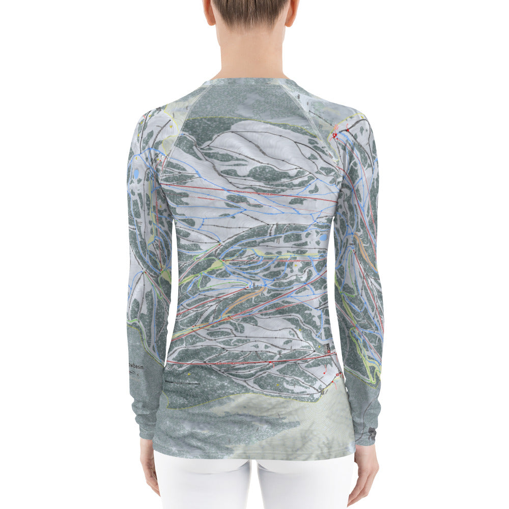 Snowbasin, Utah Ski Trail Map Women&#39;s Base Layer Top - Powderaddicts
