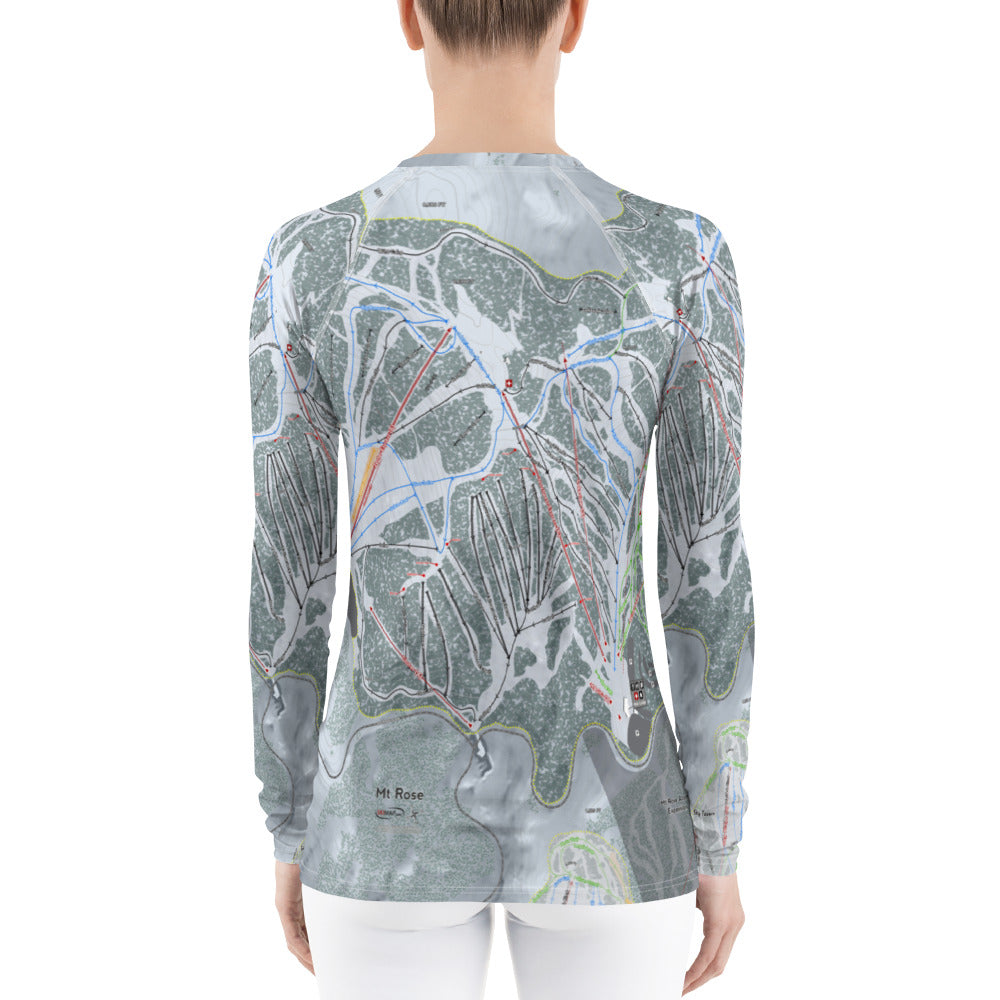 Mt. Rose, Nevada Ski Trail Map Women's Base Layer Top - Powderaddicts