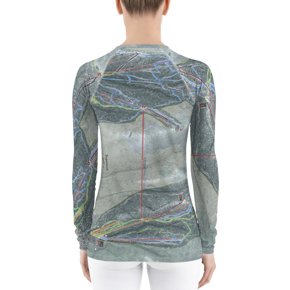 Sugarbush, Vermont Ski Trail Map Women's Base Layer Top - Powderaddicts