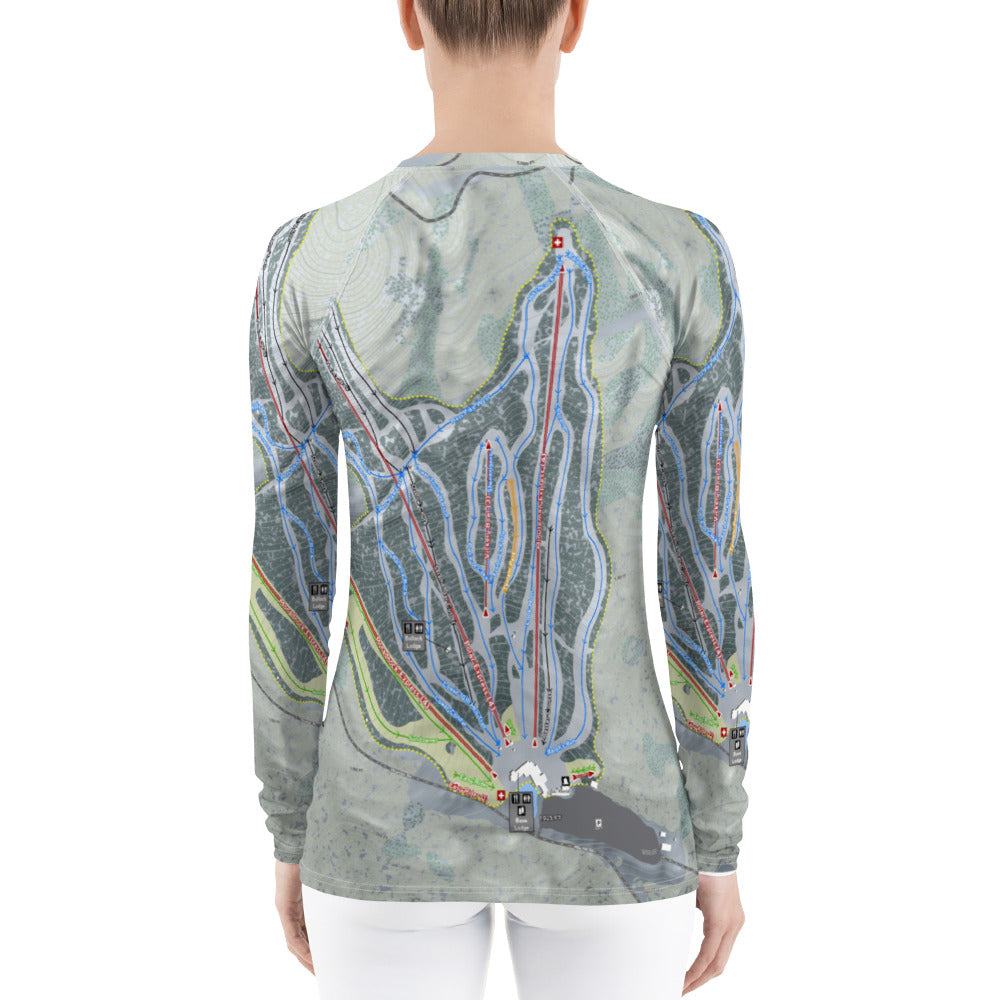 Wachusett, Massachusetts Ski Trail Map Women's Base Layer Top - Powderaddicts