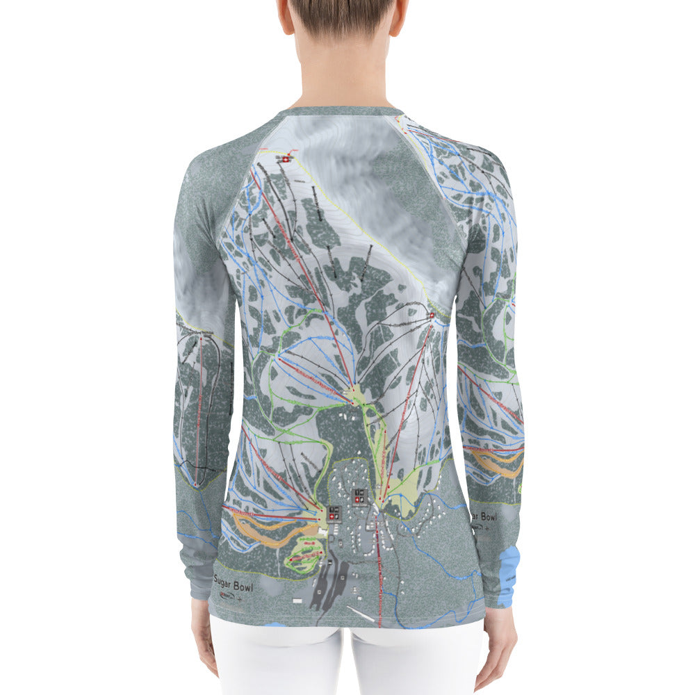 Sugar Bowl, California Ski Trail Map Women&#39;s Base Layer Top - Powderaddicts