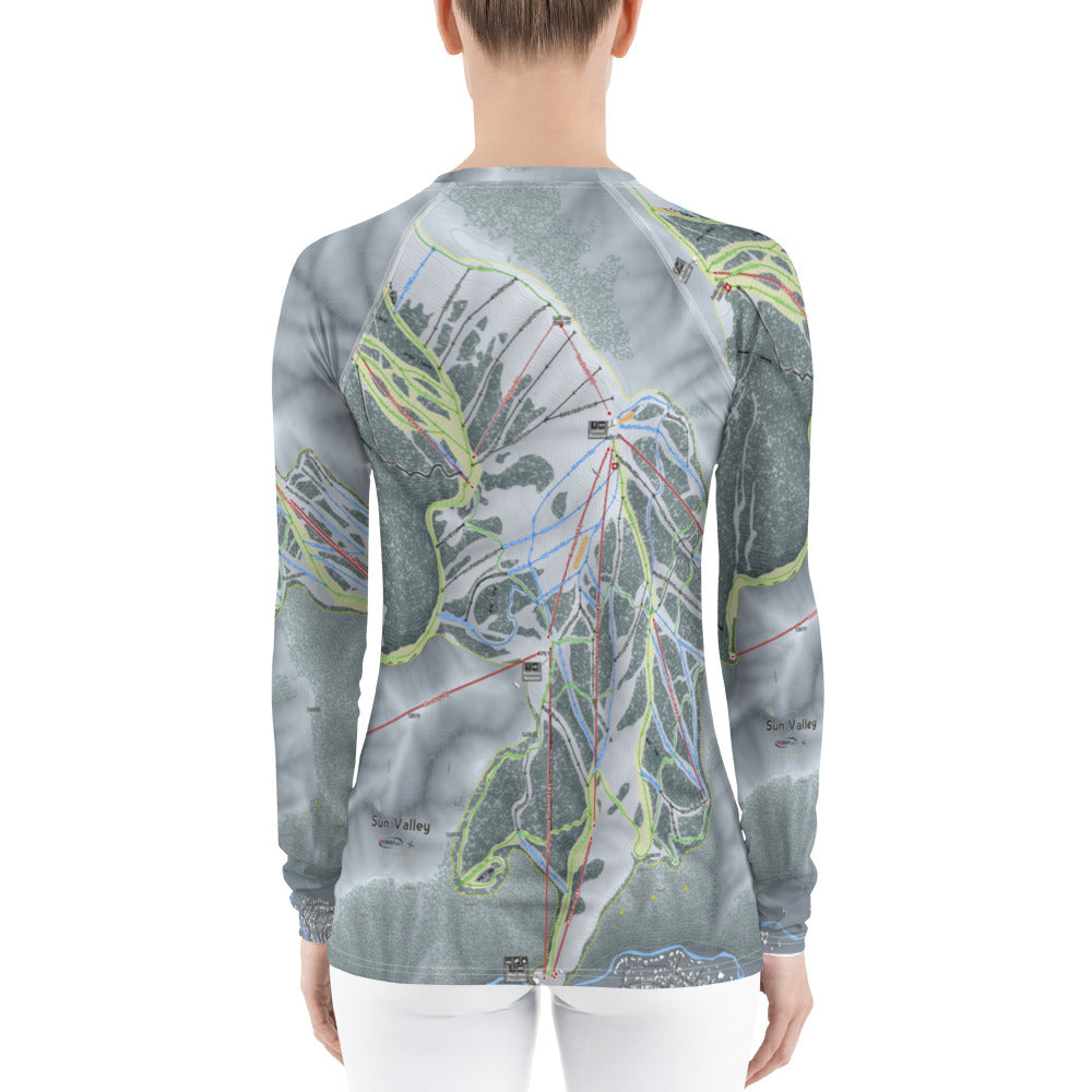 Sun Valley, Idaho Ski Trail Map Women's Base Layer Top - Powderaddicts