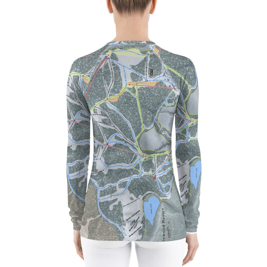 Homewood Resort, California Ski Trail Map Women's Base Layer Top - Powderaddicts