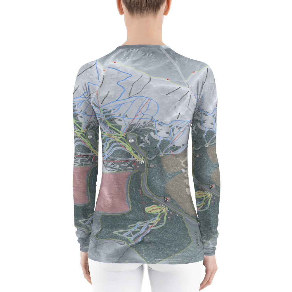 Loveland, Colorado Ski Trail Map Women's Base Layer Top - Powderaddicts
