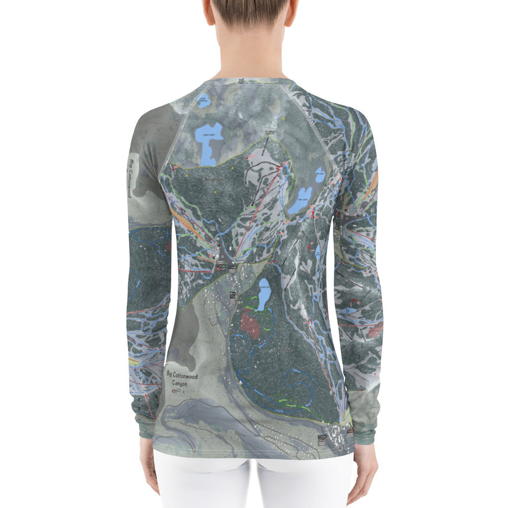 Big Cottonwood Canyon, Utah Ski Trail Map Women&#39;s Base Layer Top - Powderaddicts