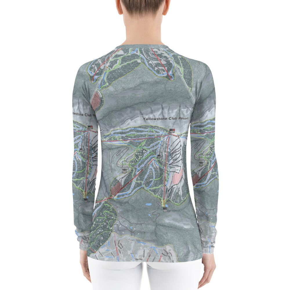 Yellowstone Club, Montana Ski Trail Map Women's Base Layer Top - Powderaddicts