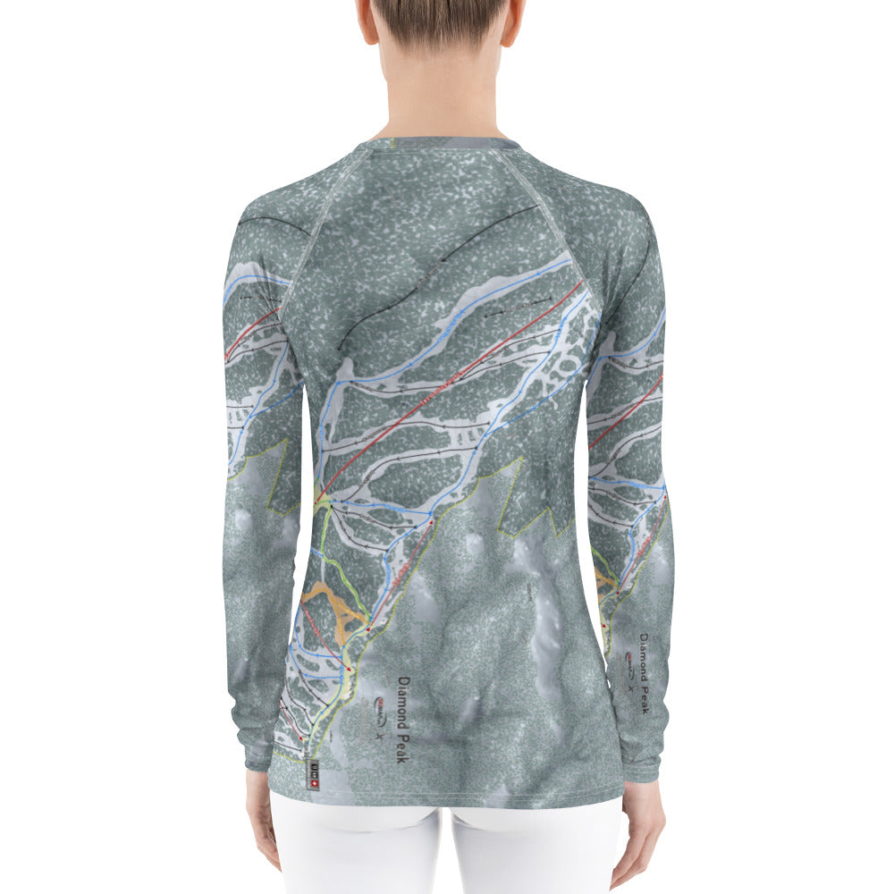 Diamond Peak, Nevada Ski Trail Map Women&#39;s Base Layer Top - Powderaddicts