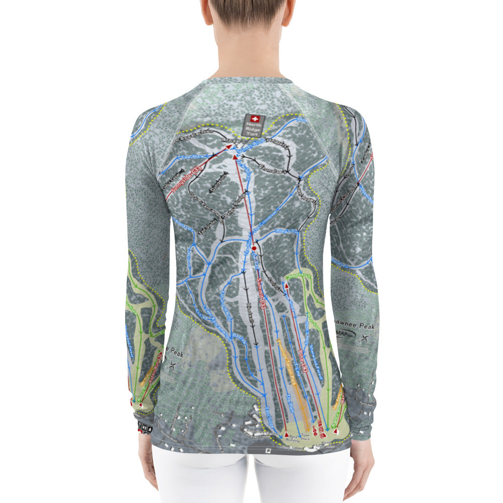 Shawnee Peak, Maine Ski Trail Map Women&#39;s Base Layer Top - Powderaddicts