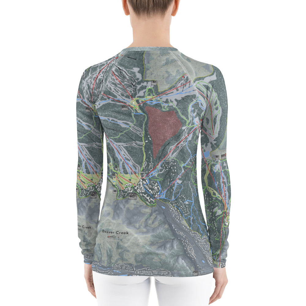 Beaver Creek, Colorado Ski Trail Map Women&#39;s Base Layer Top - Powderaddicts