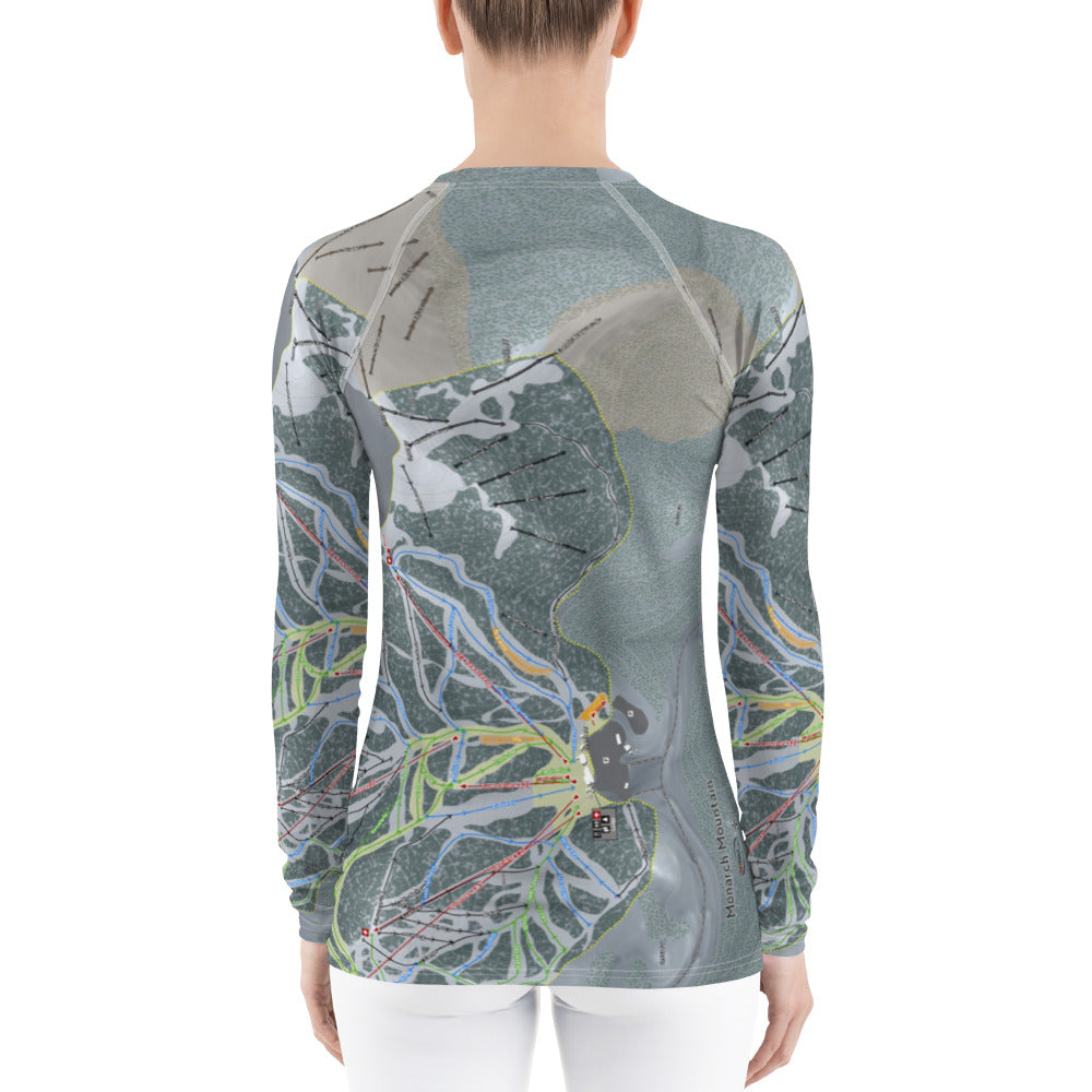 Monarch Mountain, Colorado Ski Trail Map Women's Base Layer Top - Powderaddicts