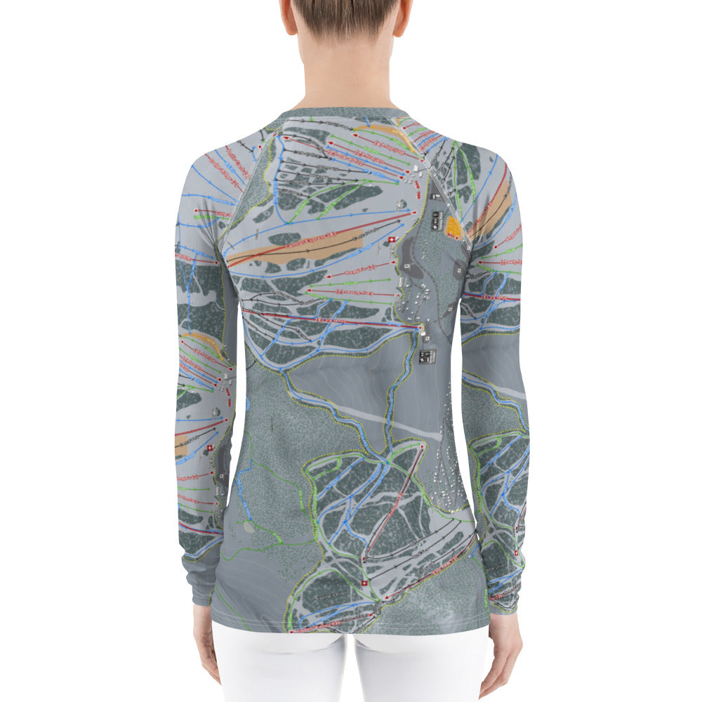 Summit At Snoqualmie, Washington Ski Trail Map Women&#39;s Base Layer Top - Powderaddicts