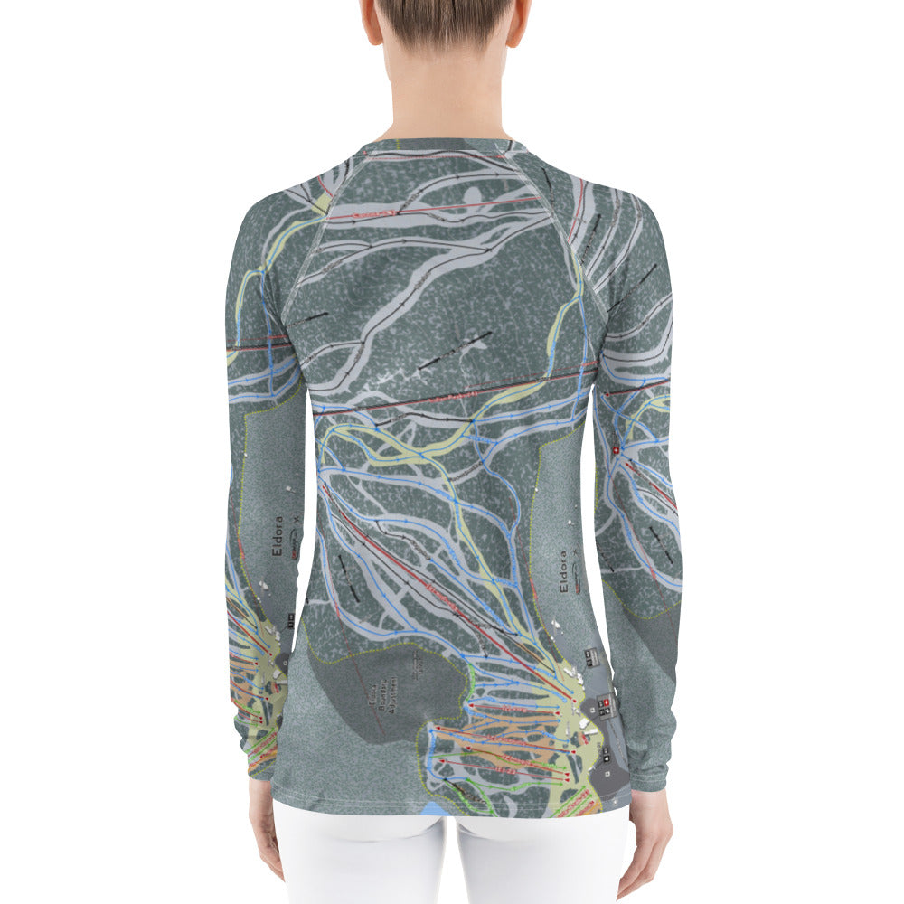 Eldora, Colorado Ski Trail Map Women's Base Layer Top - Powderaddicts